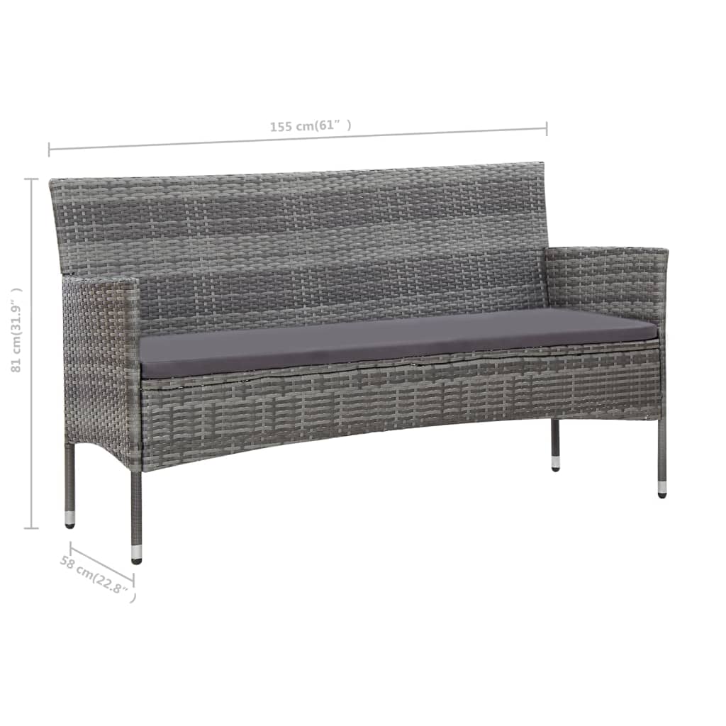 4 Piece Garden Lounge Set with Cushions Poly Rattan Grey