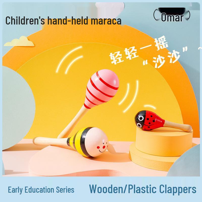 Infant & Toddler Wooden Maracas and Sand Eggs - Early Education Orff Percussion Instruments for Babies and Children