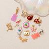 18K Gold Mini Pendant: Simple Cute Cat Bear Copper Ornament in Colored Series Style
