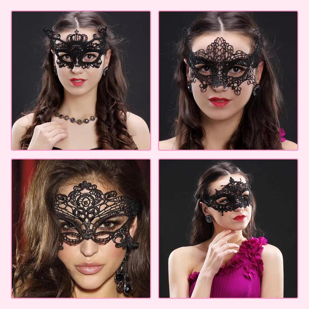 ZHEJIA Blondegmaske Venetiansk Maske Blondemaske for Skole Øyeskygge (4 stk) Kvinner, Ajourmønstret, Kostyme, Forkledning, Maskerade, Selskap, Cosplay, Festival,