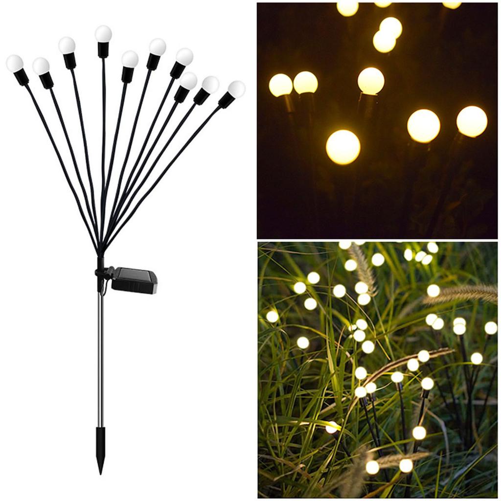 Solar Lawn Light Sensitive Intelligent Light Control Bright Waterproof for Yard Garden 10 Head Warm
