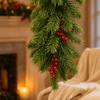 1 pc Plastic Artificial Pine Hanging Spray Realistic Red Berries Teardrop Swag  Front Door
