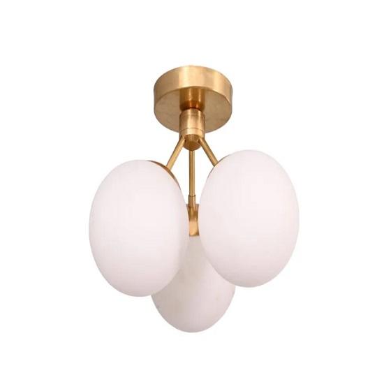 3-punktowy żyrandol Sputnik z kloszami | Nowoczesna lampa sufitowa z mosiądzu z połowy wieku