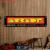 2D Flat, 1pc Rustic Red Vintage Arcade Metal Wall Art 16X4 ? 2D Flat, Arcade Text And House Rules ? Sturdy Metal Construction ? Easy To Hang with Pre-