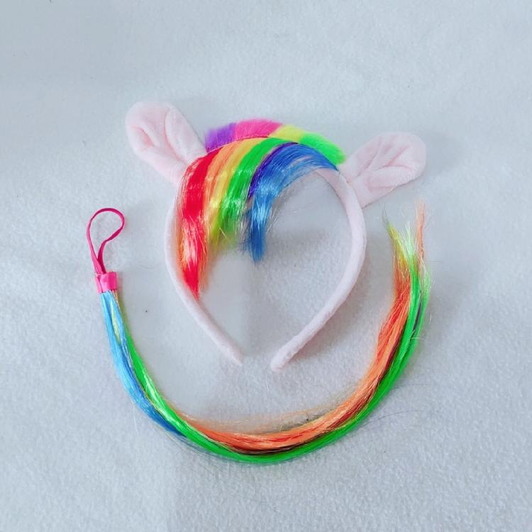 Halloween Pferde Kostüm Set mit Pferdeohr Stirnband Pferdeschwanz für Kind Erwachsener Weihnachten Cosplay Pferd Rollenspiel Outfit