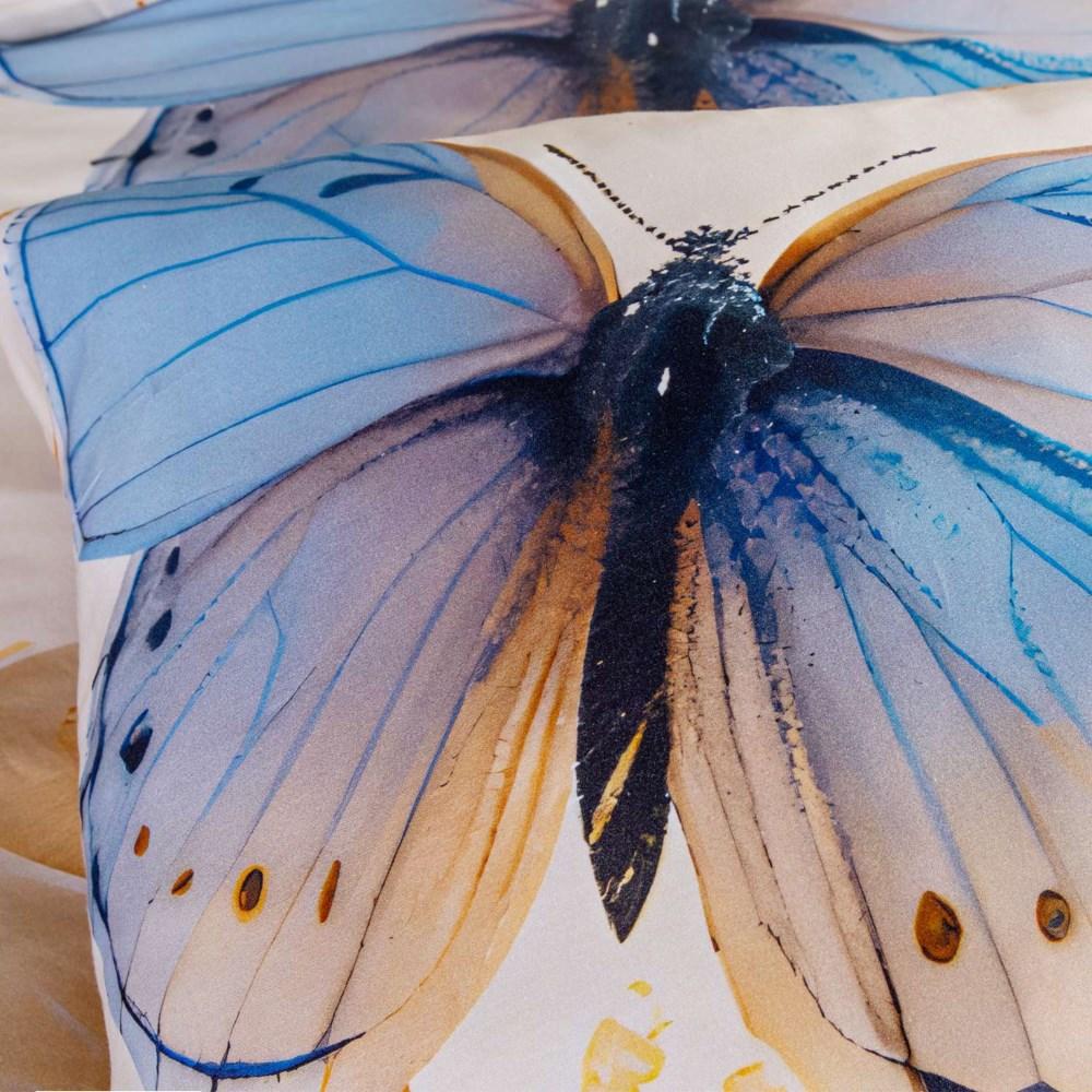 Bedding Set 160x200 COTTON SATIN Digital Print Blue Butterflies