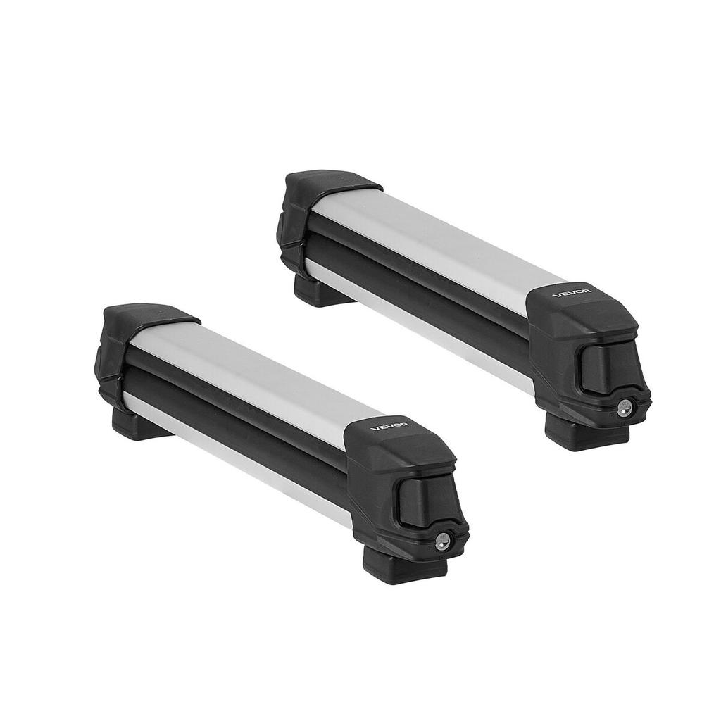 Ski & Snowboard Roof Rack, Carry up to 4 Pairs of Skis or 2 Snowboards, 2 PCS Aluminum Universal Car Roof Rack with Lock & Rubber Padding, Carrier for