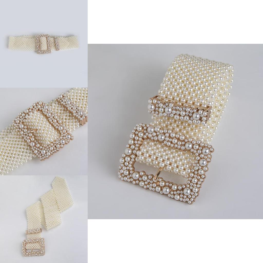 Artificial Pearl Waist Chain With Square Needle Buckle Design For Elegant Summer And Autumn Looks