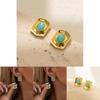 Stylish Natural Stone Earrings Chic Rectangular Geometric Studs For Women
