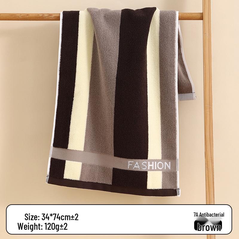 Thick, Absorbent Striped Cotton Face Towel - Soft Yarn-Dyed Design for Adults