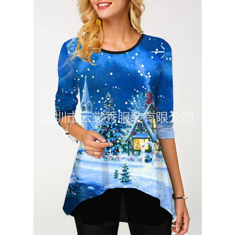 IHUASU Women's Fashion Casual Long Sleeve O-Neck Blouses & Shirts