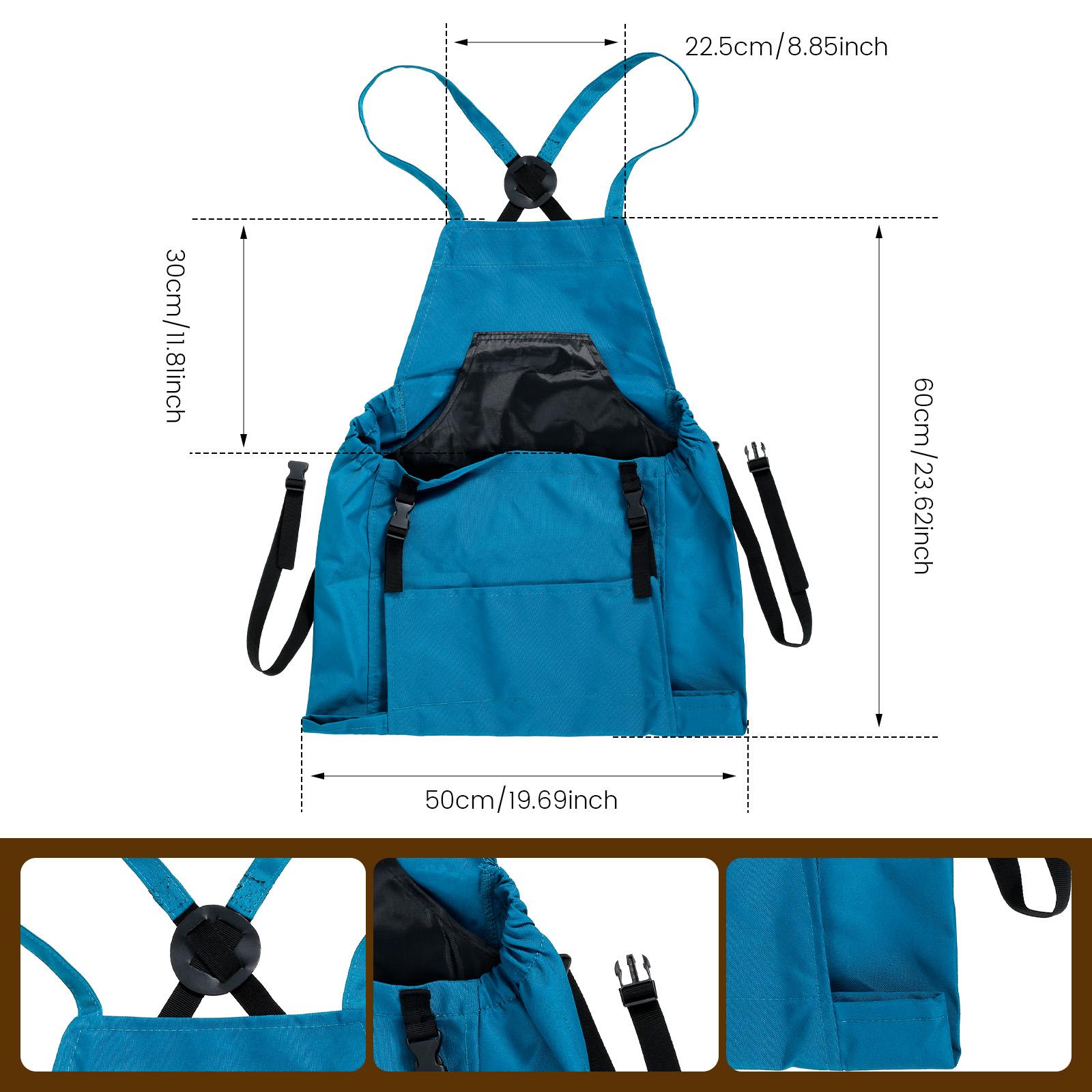 Gardening Apron Large Capacity Storage Picking Apron with Fast Release Pocket Adjustable Cross Strap for Outdoor Picking