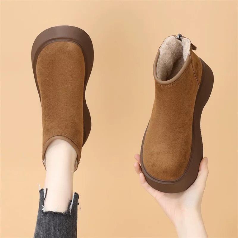 Thick-soled Shoes, Height-increasing Cotton Boots, Snow Boots, Women's Boots with Fleece Warmth, Short Snow Boots