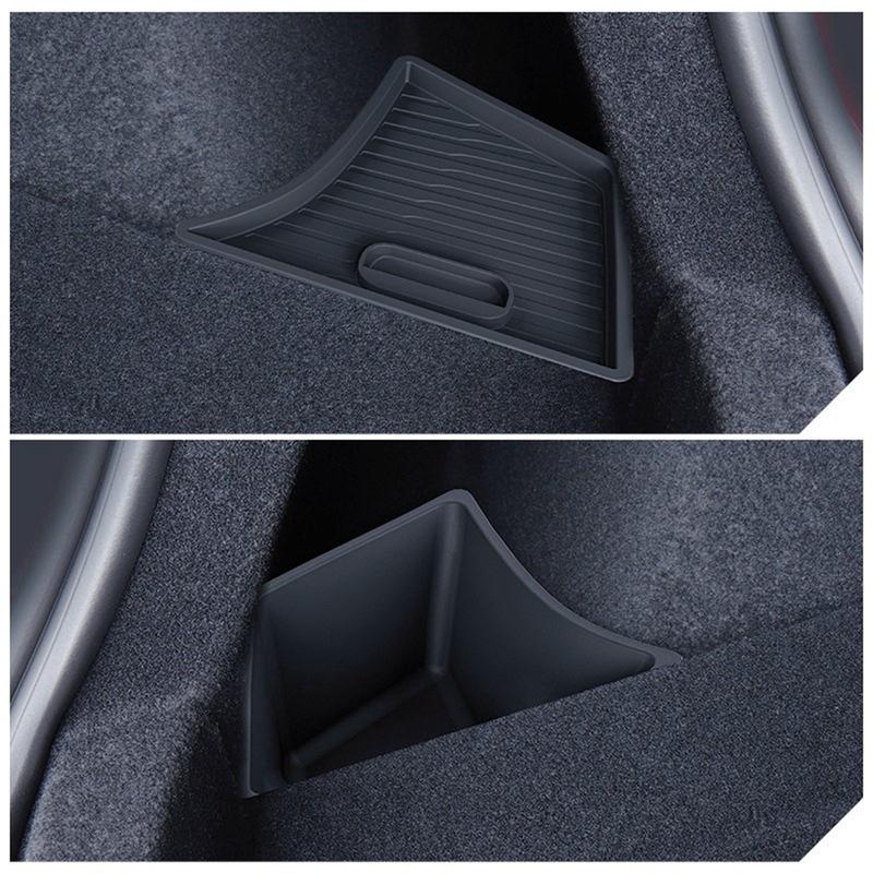For 2024 2025 Tesla Model 3 Highland Rear Trunk Organizer Side Storage Box Boot Mat Bins TPE Flocking Lids Cover Car Accessories