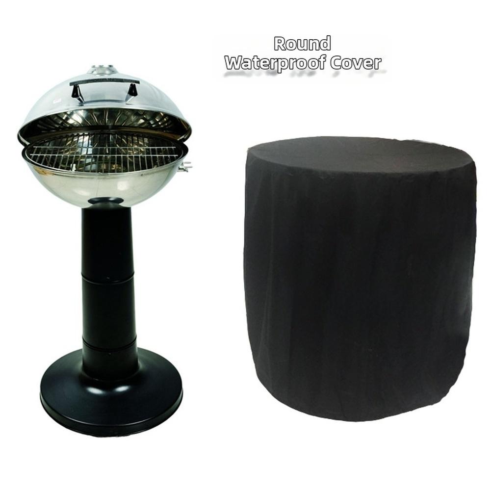 Outdoor BBQ Cover Round Shape Waterproof Dustproof 210D Polyester Material with Silver Coating for Rain and Sun Protection