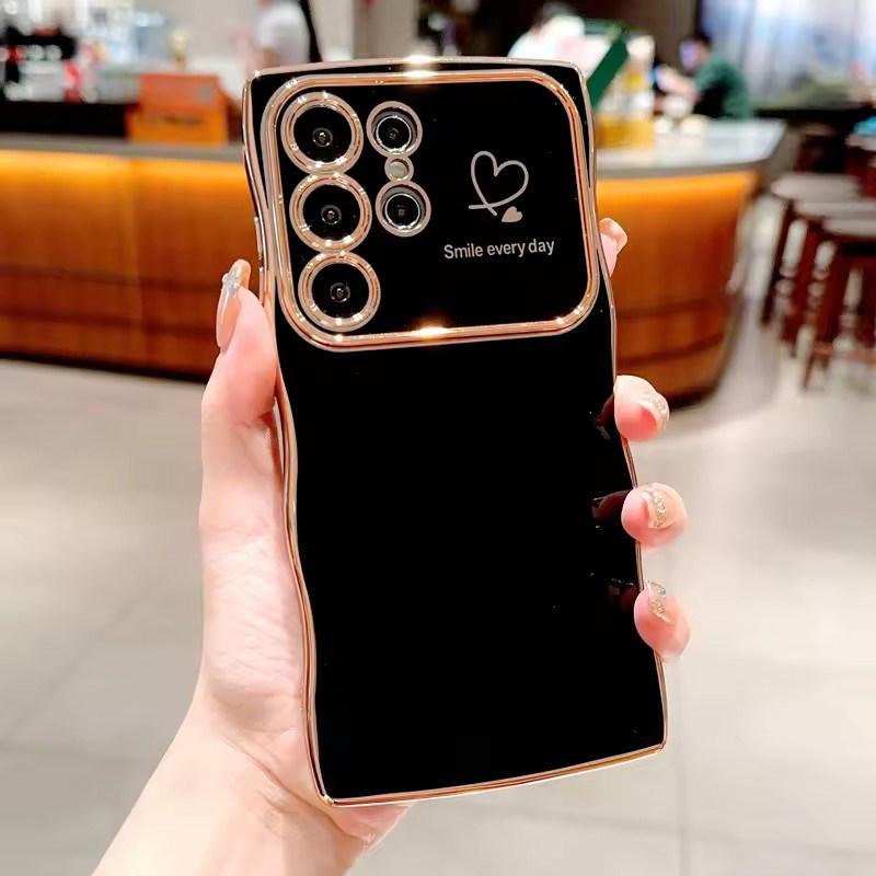 

Мягкий чехол из ТПУ с покрытием для Samsung Galaxy S25 S24 S23 S22 Ultra Plus S 24 23 FE S 25 Love Heart Cover Samsung S25 Ultra чёрный