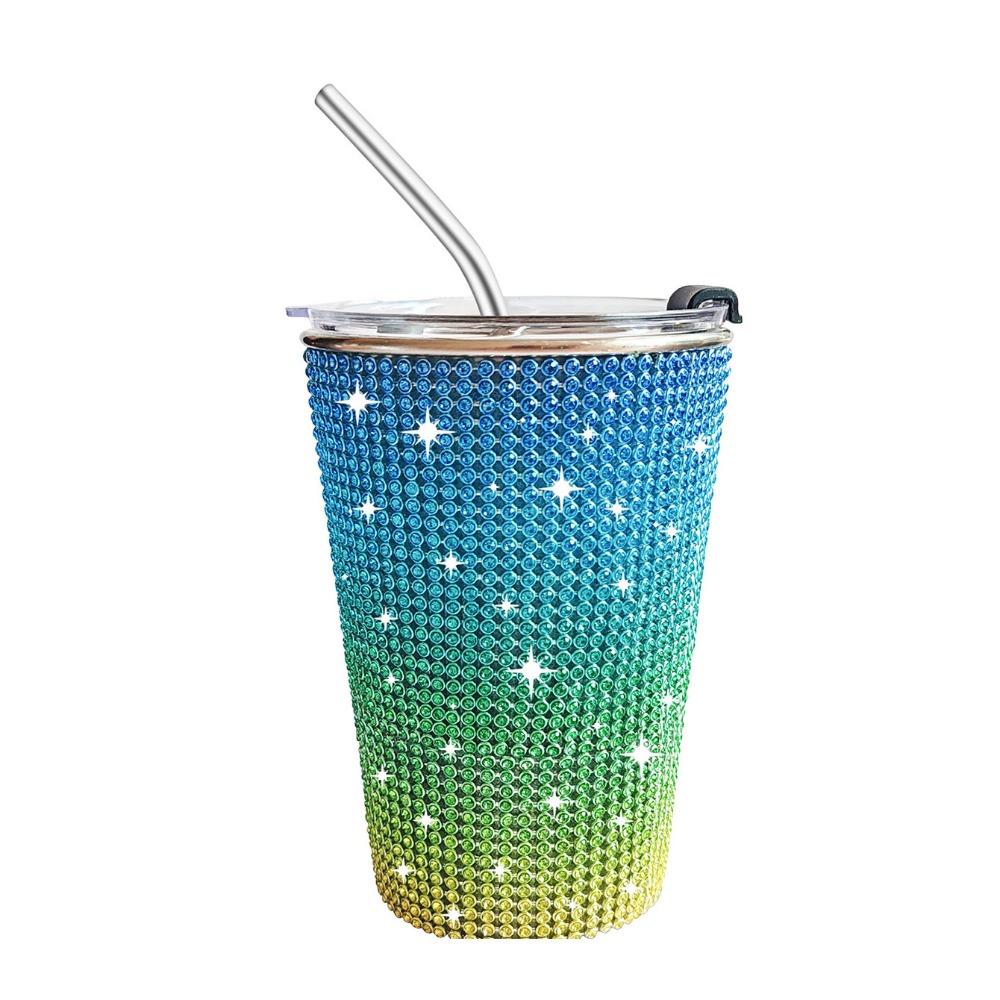 500ml Rhinestone Water Cup Sparkling Bling Stainless Steel Water Bottle Reusable Unbreakable Glitter Coffee Mug Bridemaid Gift