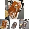 Bohemian Feather Tassel Shoulder Bag With Polyester Lining For Casual Outings