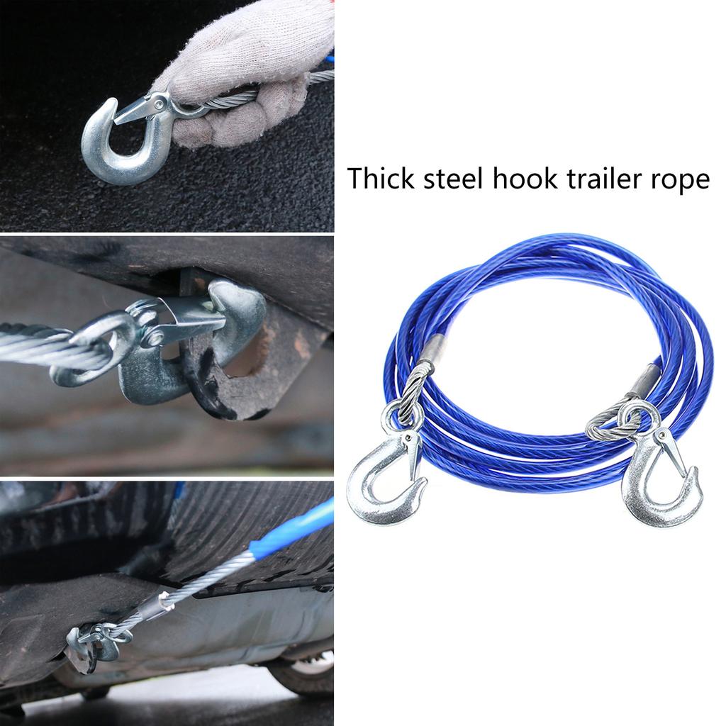 4m/5m Heavy Duty Tow Cable Winch Strap Tow Rope Trailer Rope for Towing Car Load 3/5/7 Ton for Vehicle Recovery