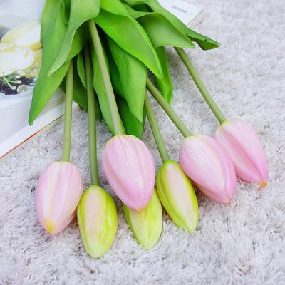 7 Stück/Bündel weiche Silikon-künstliche Tulpen-Blume für Hochzeitsdekoration, gefälschte Braut-Handblumen