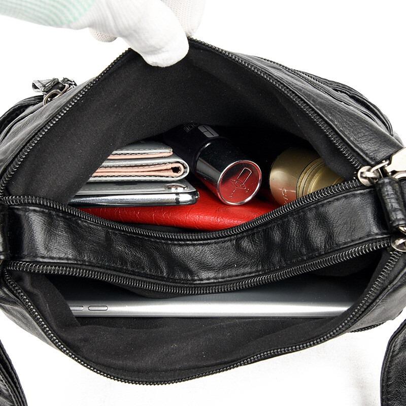 1Pc Women's Shoulder Bag Ladies Multi Pocket PU Messenger Handbag Cross Body Bags