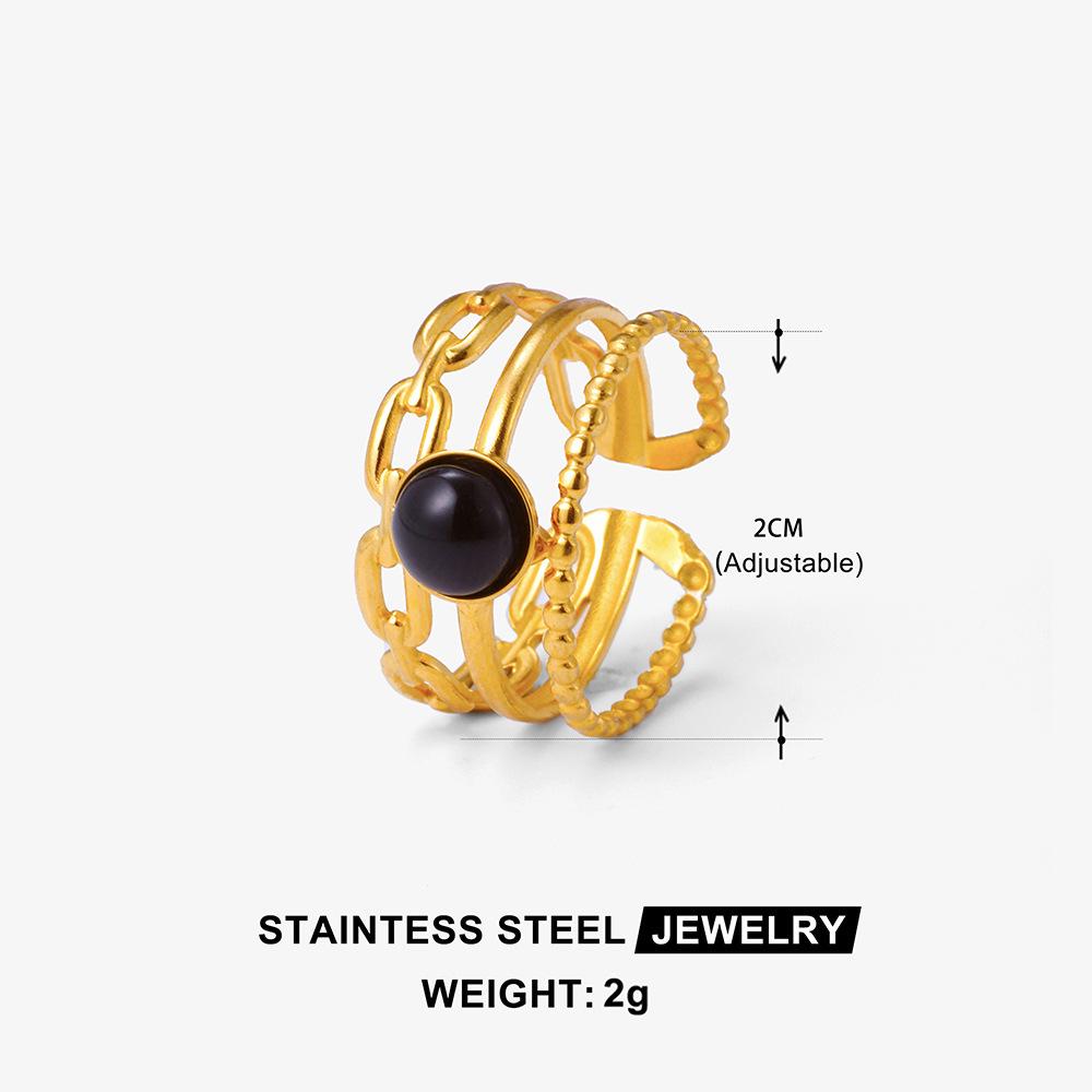 Boho Mehrfarbiger Türkis Edelstahl Offener Ring, Umweltfreundlich & Lichtecht, Schlichtes Titanstahl Design für Damen