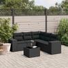 Vidaxl 6-Cz. Garden Furniture Set With Cushions, Black Poly Rattan