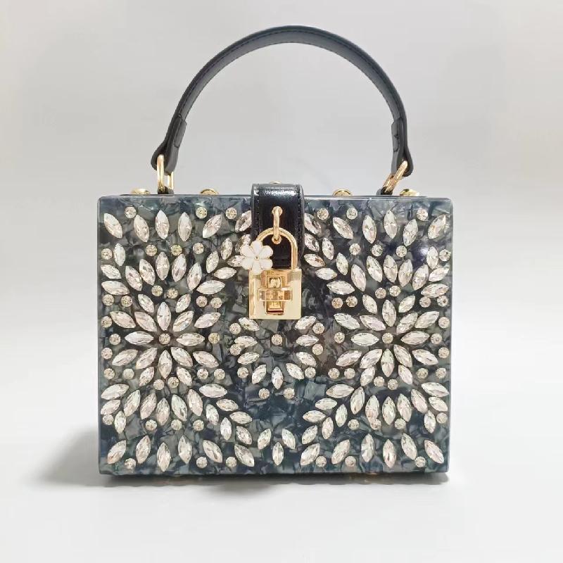 Diamond Evening Bag Shoulder Crossbody Large Capacity Wedding Acrylic Handbag New Brand Women's Luxury Designer Bags Rectangular