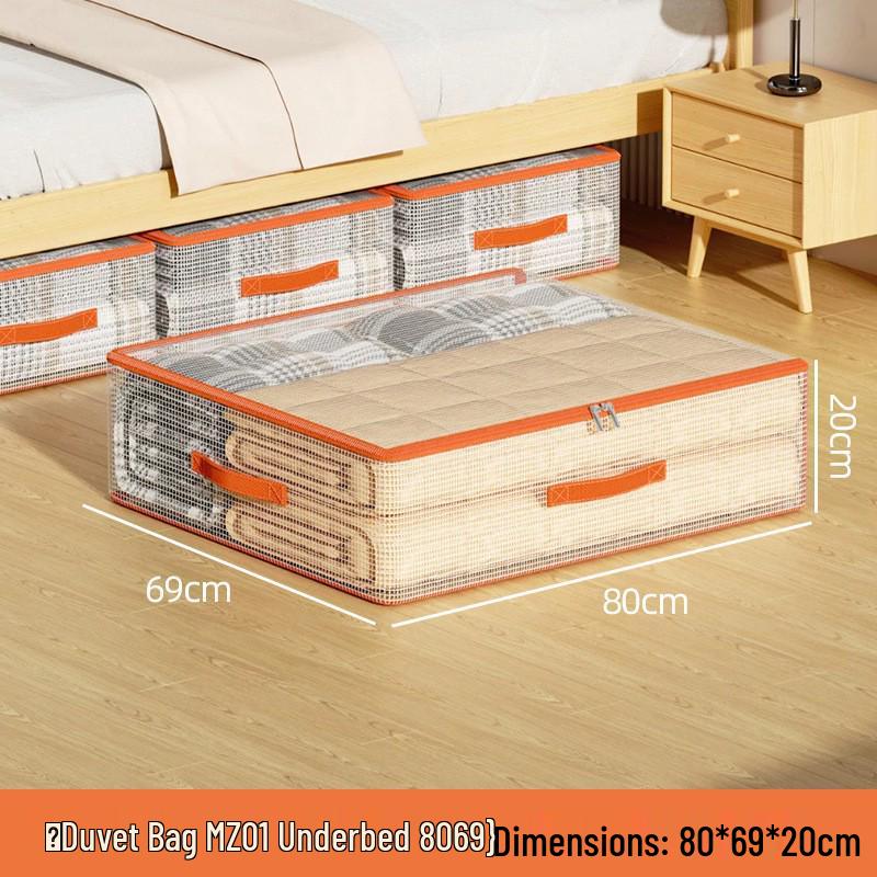 Large Capacity Transparent Quilt Storage Bag - Dustproof & Moistureproof Organizer for Bedroom & Dormitory.