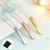 Customized Name Quotes Date Multi Sided Engraved Necklace Stainless Steel Personalized Cube Bar Necklace Fashion Couple Jewelry