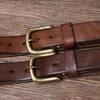 Bälte Herr Retro Distressed Tjockt Äkta Nötskinn Läder Spänne Trendigt Allmatchande Jeansbälte