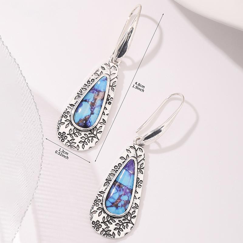 2023 New Fashion Purple Round Resin Hook Earrings Ladies Wedding Party  Silver Color Red Orange Stone Earring Gifts