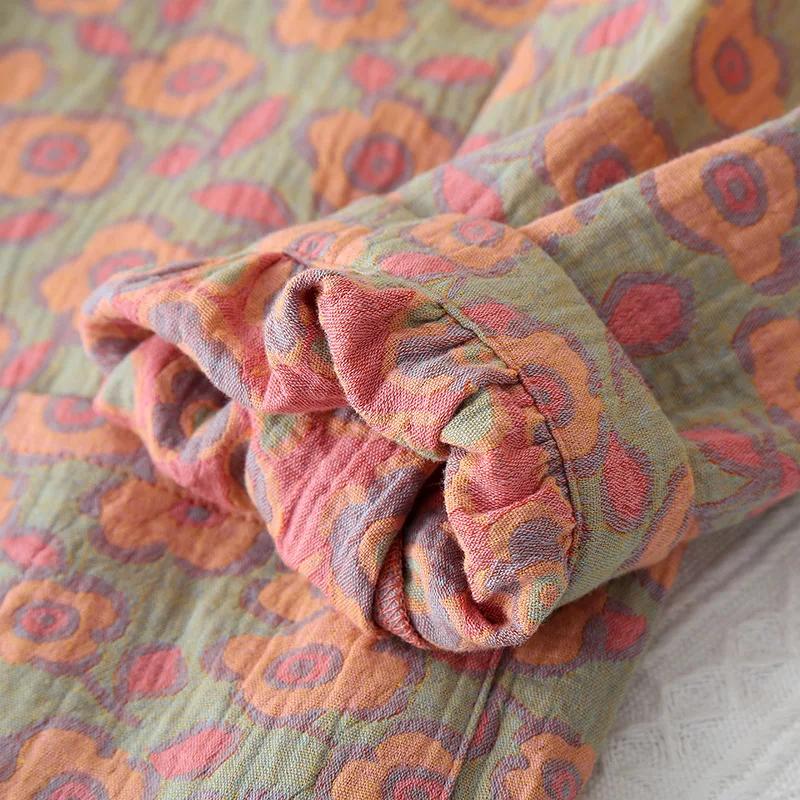 Autumn and Winter Cotton Flower Printing Women's Retro Style Small Flower Pajamas Set Long Sleeved Home Clothing Set
