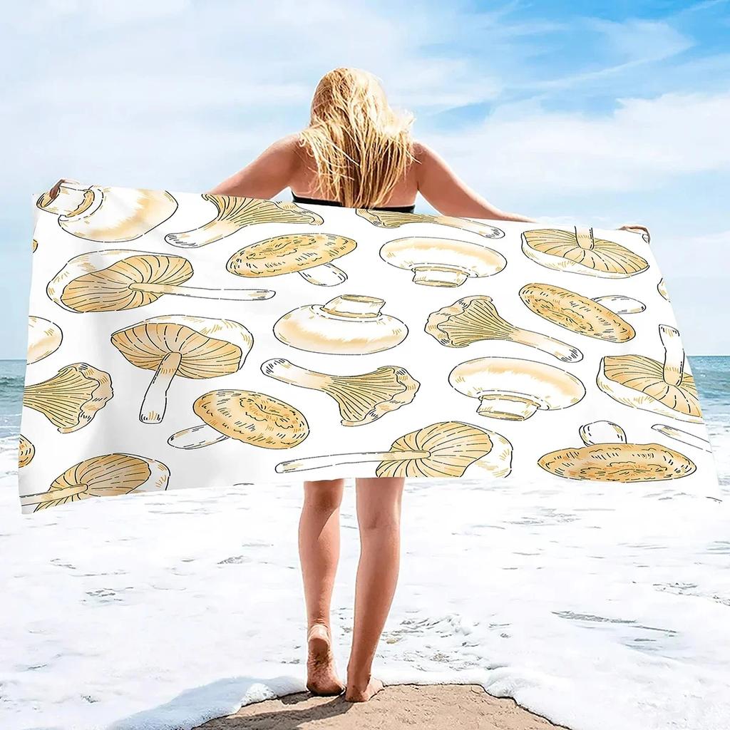 Microfiber Mushroom Beach Towel Wild Flowers Bath Towel Quick Dry Sand Free Hand Towels for Bathroom Travel Yoga Swim Hotel Spa