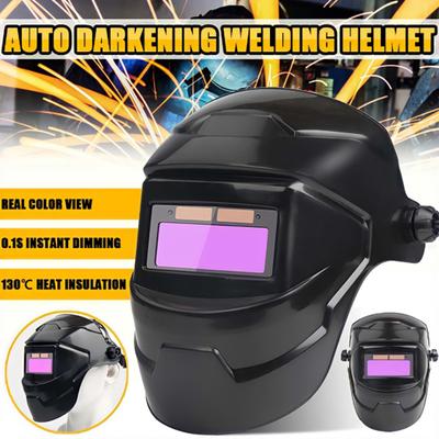 Solar Powered Auto Darkening Welding Helmet with LCD Lens 180-Degree Adjustable Heat-Resistant Welder Helmet