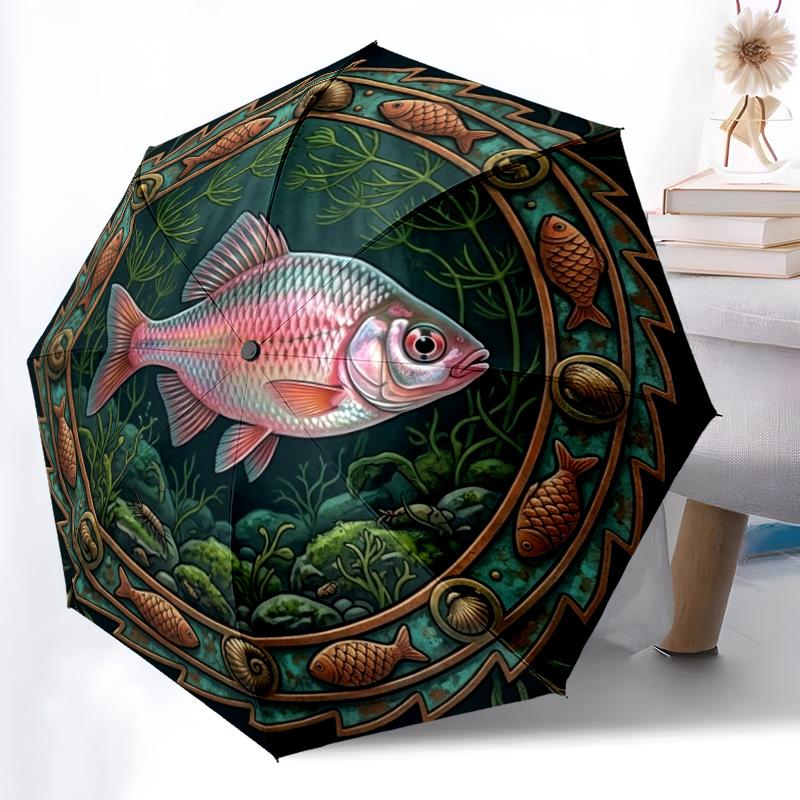 Underwater Serenity pattern umbrella, portable and foldable design, 8 ribs, a casual accessory for Halloween, Christmas, and birthday gifts.