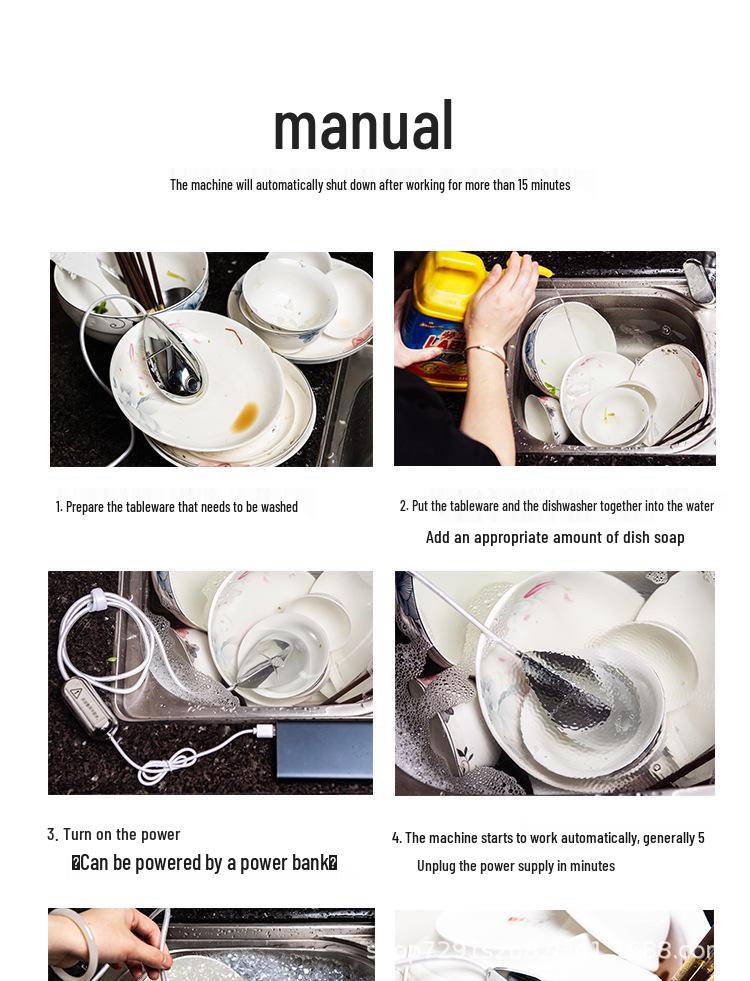 Mini Electric Dishwasher & Ultrasonic Fruit Cleaner
