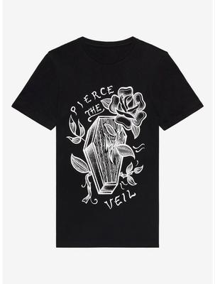 Pierce The Veil Rose nella Bara Vestibilità Boyfriend T-Shirt da Ragazza Top Tee
