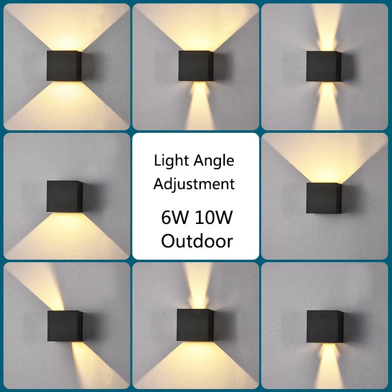 6W/10W LED Wall Light Outdoor Waterproof IP65 Porch Garden Wall Lamp & Indoor Bedroom Bedside Decoration Lighting Lamp Aluminum