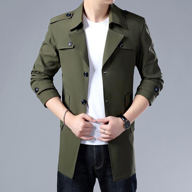 Spring Autumn Men Trench Coats Superior Quality Buttons Male Fashion Outerwear Jackets Windbreaker Plus Size 5XL