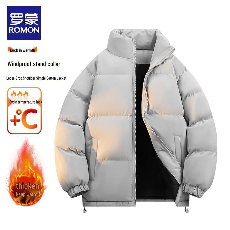 ROMON Men's Stand Collar Thickened Padded Windproof Jacket