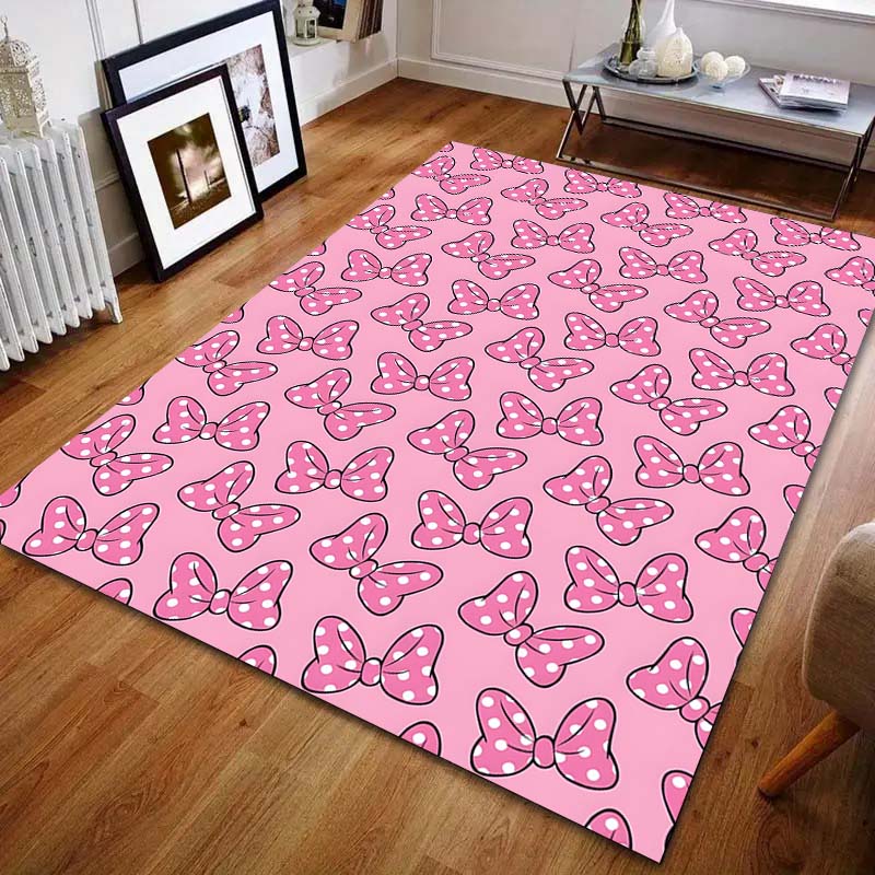 Cute Pink Bow Pattern Carpet for Bedroom Living Room Bedside Sofa Floor Mat Modern Home Decor Area Rug Luxury Gift