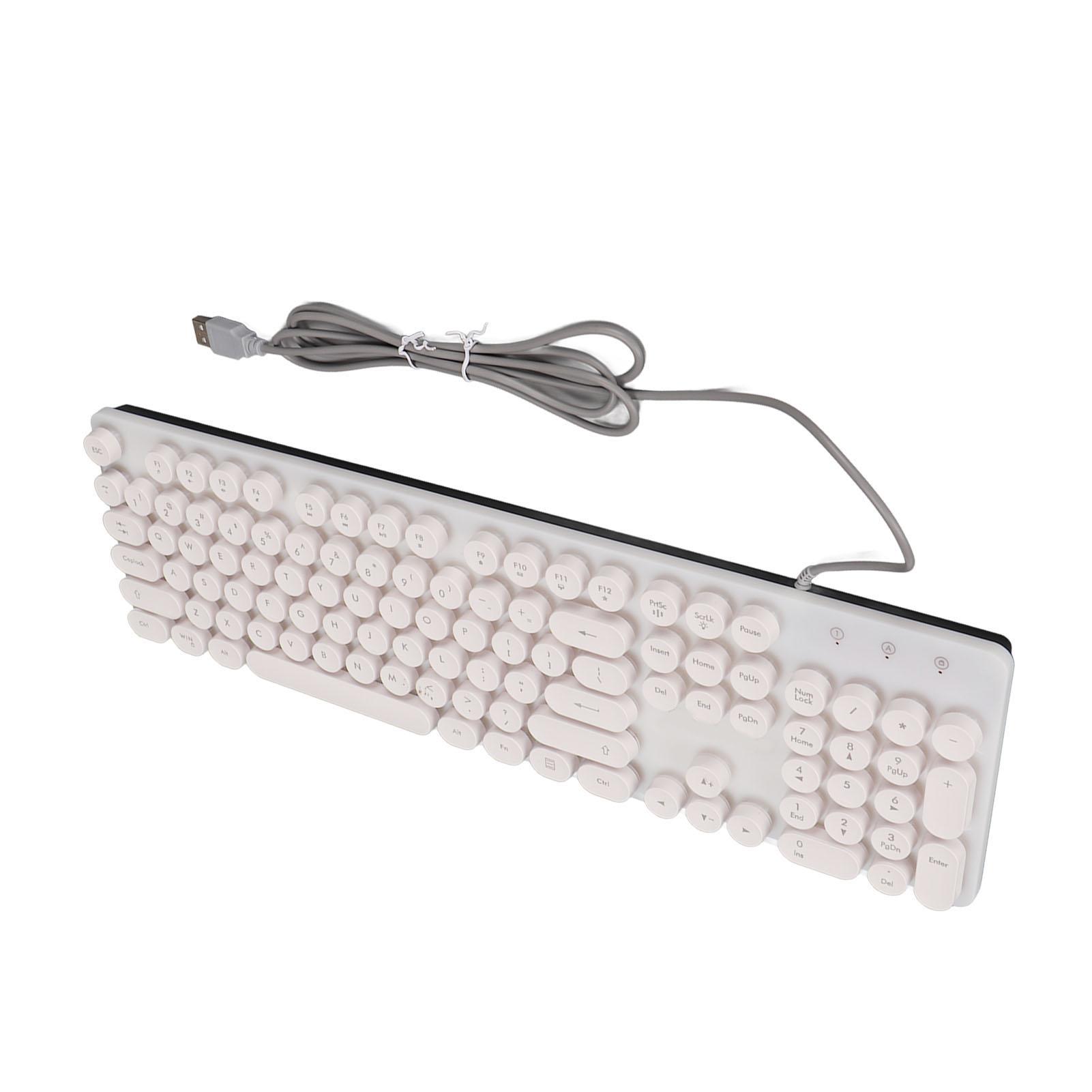 

Mechanical Gaming Keyboard RBG Backlit USB 104 Keys Wired Retro Punk Computer Keyboard for Laptop White білий