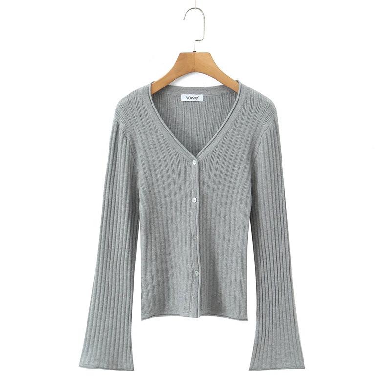 Korean Retro V-Neck Cardigan & High Waist Pleated Skirt Knit Set