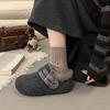 Woolen shoes, small people with heightened thick soles, gray Birkenstocks, winter velvet warm outer cotton shoes