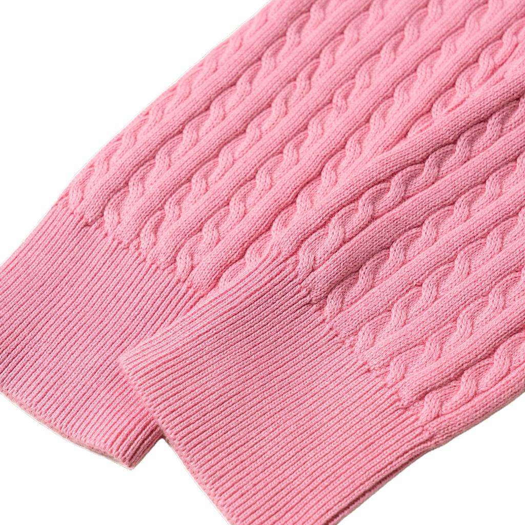 Polo Ralph Lauren Solid Color Cable Knit Logo Embroidery Button Long Sleeve Kids sweater Pink 313543047-065