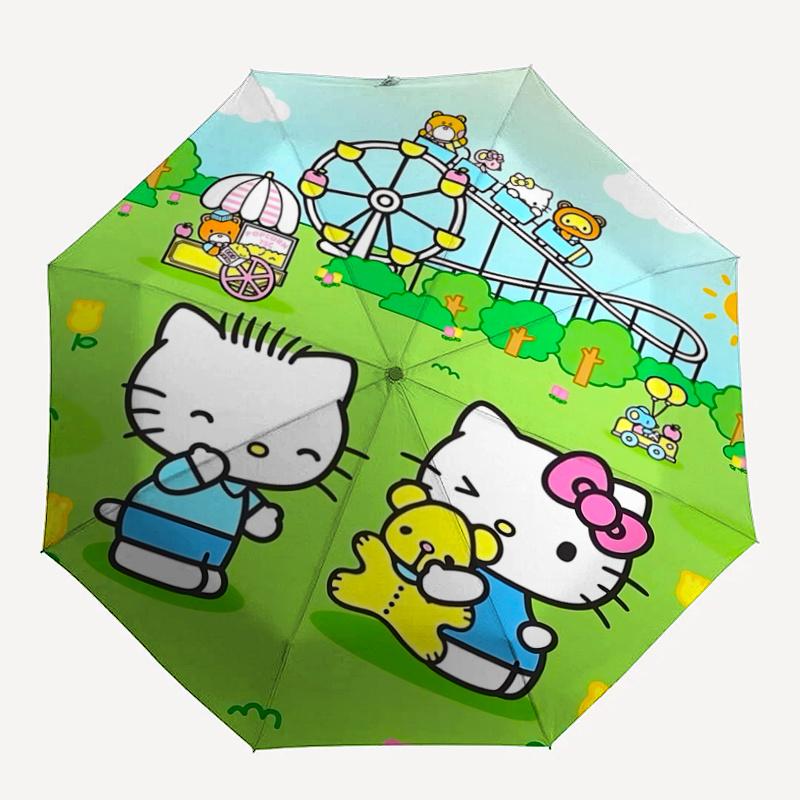 1pc Hello Kitty Automatic Opening/Closing Umbrella with Portable Tri-Fold Design, 8-Bone Iron Frame, Outdoor Umbrella, Ideal Gift for Fans, Travelers,
