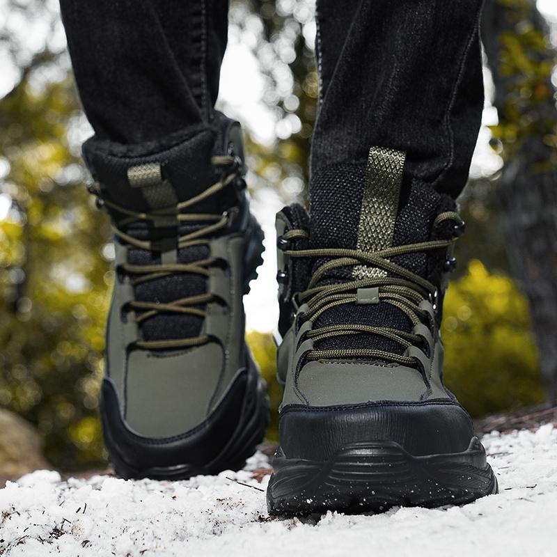 NYE Vintersnøstøvler for menn til vanntette sneakers i skinn Supervarme herrestøvler Utendørs terrengsko til menn Arbeidssko str. 39-48