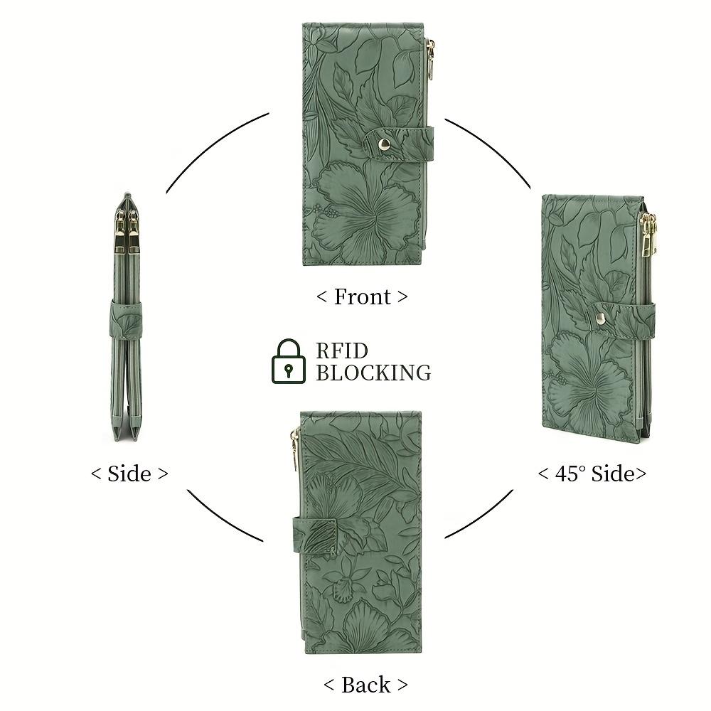 Women's Ultra-thin Wallet with RFID Shielding Card Bag, Double Zipper Pocket, Slim Women's Handbag