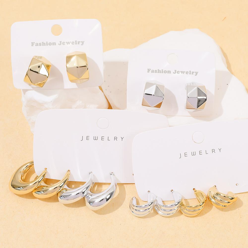 European and American irregular earrings geometric stainless steel personalized fashion stud earrings K gold titanium steel irregular light luxury